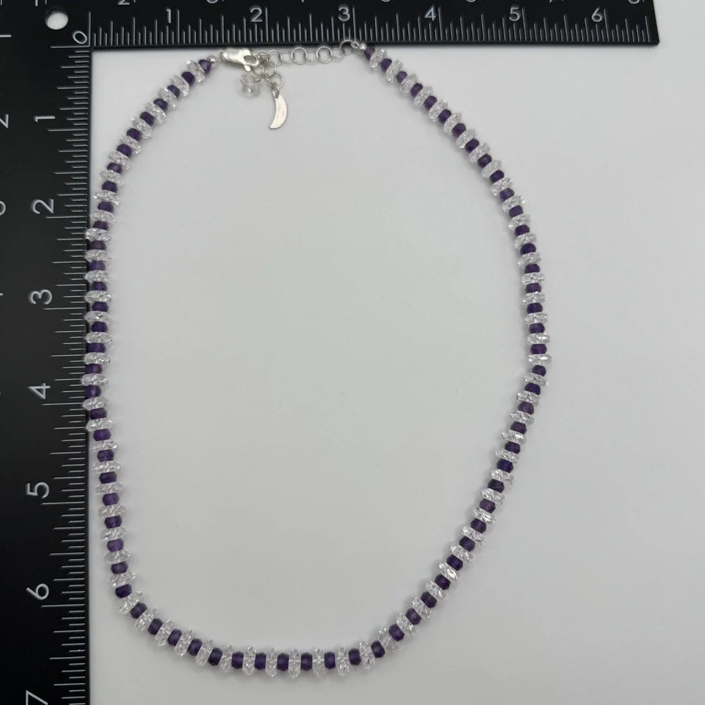 Deb Guyot Herkimer Quartz Bead Beaded Necklace Sterling Silver